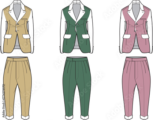 Fashion apparel design illustration A stylish ensemble for modern wardrobes showcasing diverse color palettes and tailored silhouettes