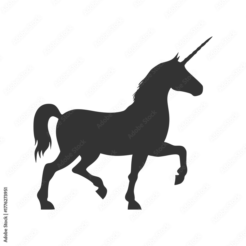 Fototapeta premium Unicorn silhouette icon isolated on transparent background