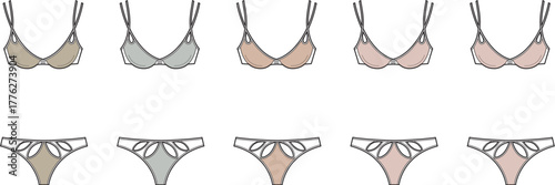 Fashionable Lingerie Sets in Pastel Shades Illustration