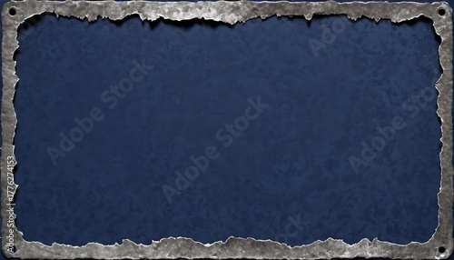 Rustic metal frame with dark blue background copy space.