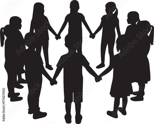 Diverse children holding hands in unity celebrating human rights day and childhood