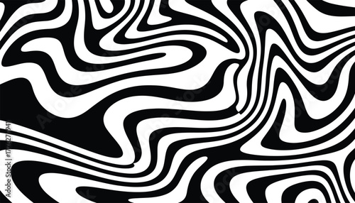 Abstract black and white swirling pattern with organic wavy lines creating a mesmerizing and hypnotic visual effect