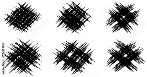 Expressive abstract hatch mark texture set, vector brush strokes for dynamic design projects