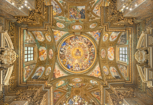 SALERNO, ITALY - OCTOBER 6, 2025: The baroque fresco of “Paradiso Salernitano...