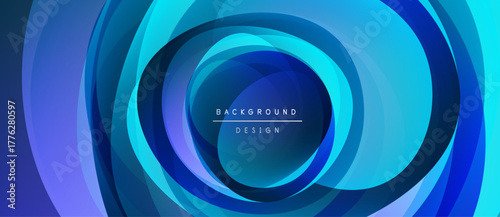 Abstract blue design features concentric circles. Gradient shades create depth, modern aesthetic. Text reads background design.