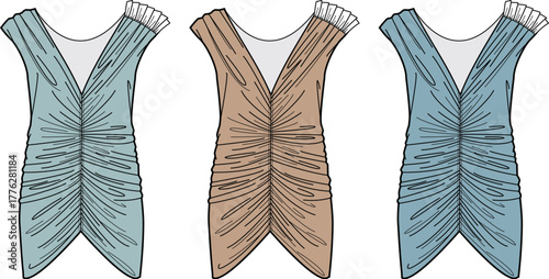 Fashionable Ruched Dress Illustration Variety of Colors and Styles