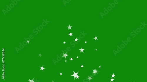 Christmas sparkle animation, Twinkling stars animation showing cartoon white sparkles blinking softly on green screen. Flat vector doodle style gives a cosmic or milky way night sky glow. 4K video