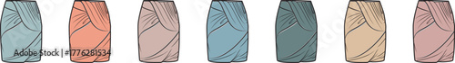 A Collection of Elegant Draped Skirts in Various Pastel Hues