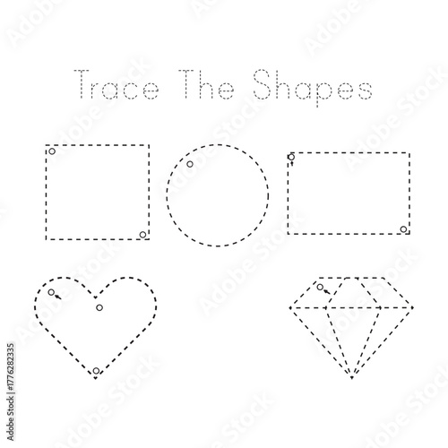 Trace The Shapes Activity Worksheet | Educational Game for Kids Learning Basic Geometry and Motor Skills