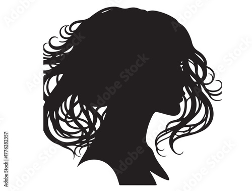Beauty of girl hair image in silhouette.