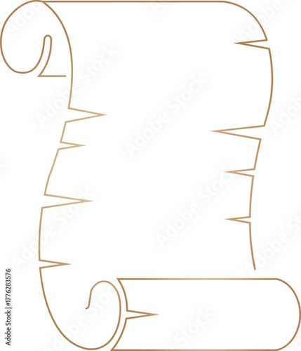Old scroll paper icon antique parchment, vintage manuscript, and rolled document ancient writing and medieval paper in black line, and gradient style vector illustration