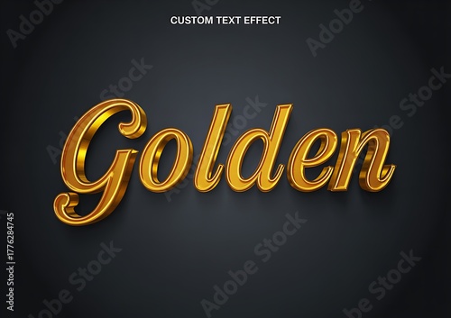 Golden shiny 3d text effect typography design element vector style asset isolated on white background luxurious metallic font style graphic resource illustration