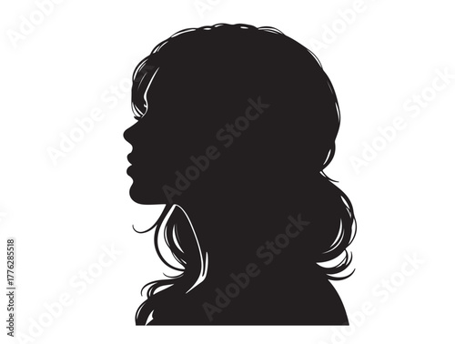 Girl side face image in silhouette.