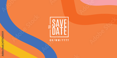Save the date banner Swirl Elements with Gradients. Carnival 3D Pattern. Can be used for business, marketing and advertising. logo graphic design of event summit for Technology and upcoming events
