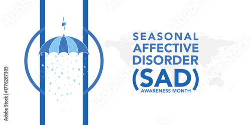 December is Seasonal Affective Disorder Awareness Month background template. Holiday concept. background, banner, placard, card, and poster design template with text inscription and standard color.	