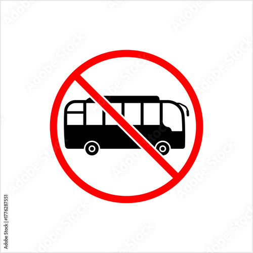 Buses Prohibited Icon, Buses Not Allowed Traffic Sign