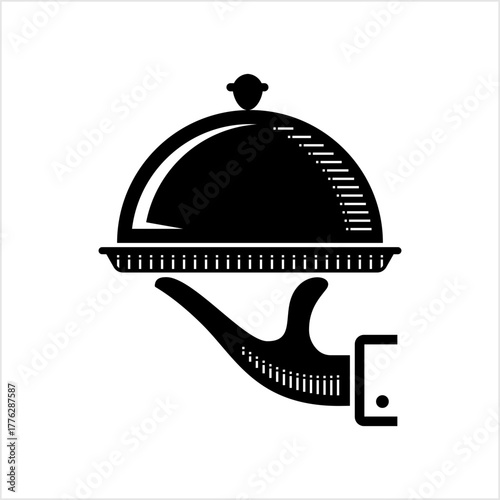 Cloche In Hand Icon, Food Cloche Icon, Catering Service, Food Service