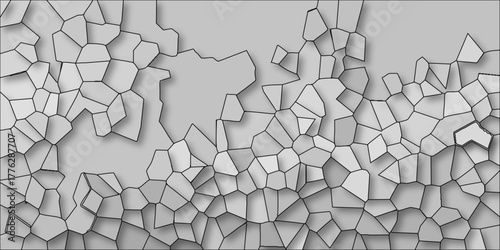 Polygonal Cell Texture Vector with Grayscale Shading and Shadow Effects on Light Gray Background cells