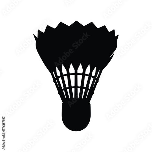 Black silhouette of badminton shuttlecock on white Vector