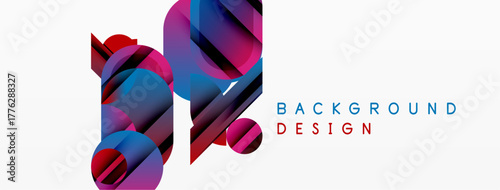 Abstract shapes overlap, creating vibrant color gradients. White space provides clean contrast. Modern design element for backgrounds.