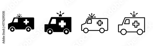 Ambulance icon set. ambulance truck icon vector. ambulance car