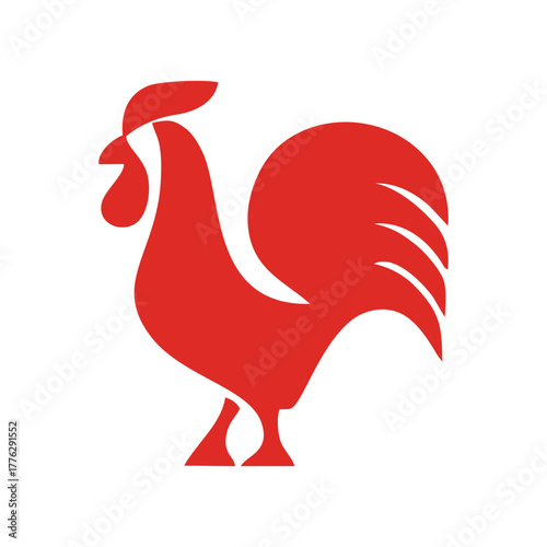 Stylized Red Rooster Mascot Logo Design Vector Icon