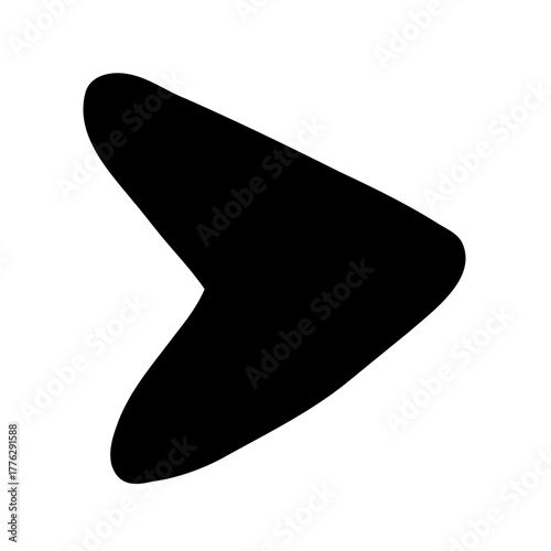 Abstract black boomerang shape for navigation or forward movement