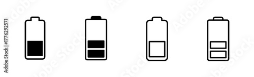 Battery icon set. battery charge level. battery charging icon