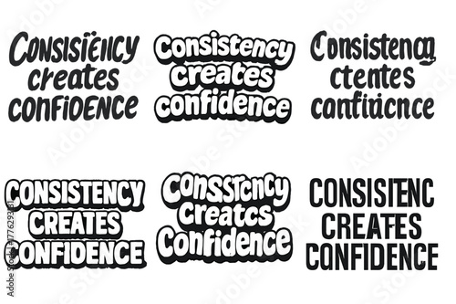 Harmony in Typography. Consistency creates confidence. Set lettering. harmonious lettering variations of the same emblematic concept, each with different