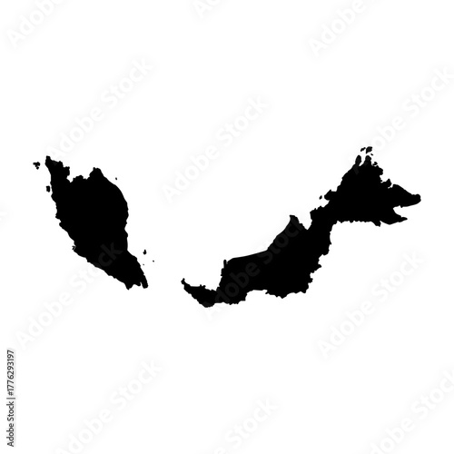Malaysia country map silhouette vector illustration