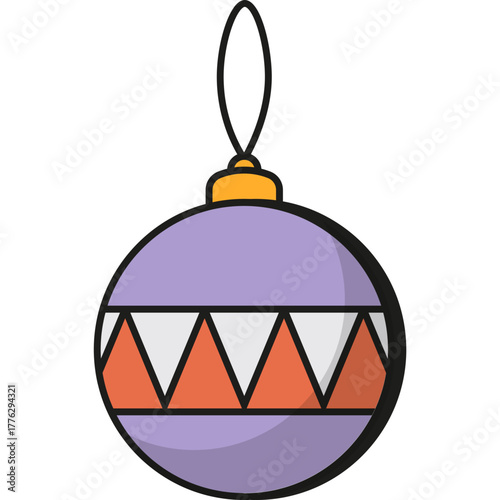 Christmas Colorful Ornament, Christmas Tree Toy, Vector Icon