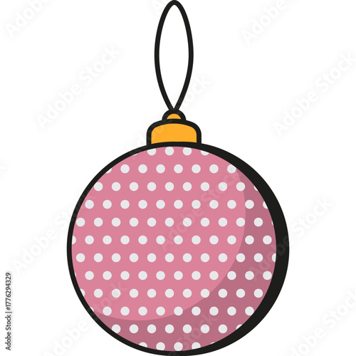 Polka Dot Christmas Ornament Illustration