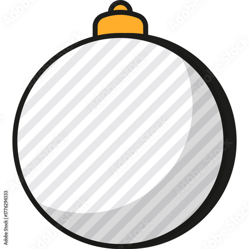 Illustration of a White Christmas Ball Ornament