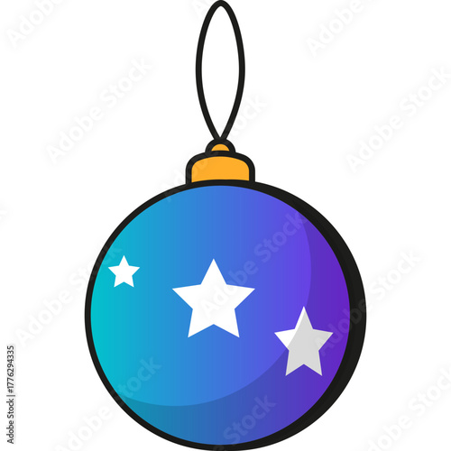 Christmas Colorful Ornament, Christmas Tree Toy, Vector Icon