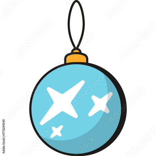 Illustration of Blue Christmas Ornament with Stars