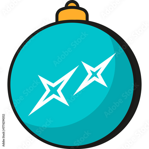 Teal Christmas Bauble Ornament Icon