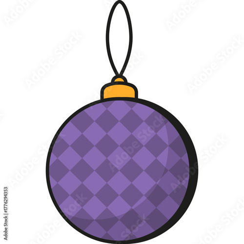 Festive Purple Diamond Christmas Bauble Illustration