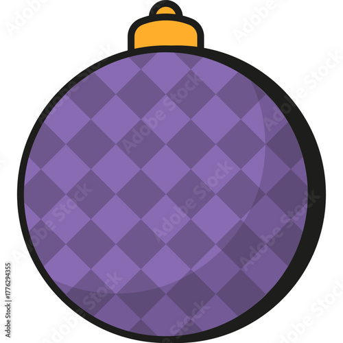 Festive Purple Diamond Christmas Bauble Illustration