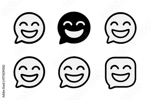 Laughter Logo Variations. Humorous Content. Set Logo of Humorous Content: speech bubble with laughter lines. Icon set. harmonious logo variations of the same