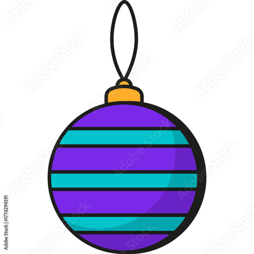 Illustration of Striped Christmas Ball Ornament