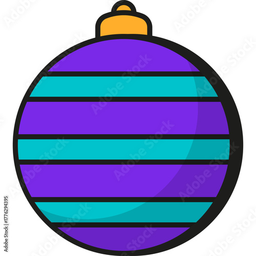 Illustration of Striped Christmas Ball Ornament