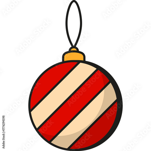 Retro Striped Christmas Bauble Illustration