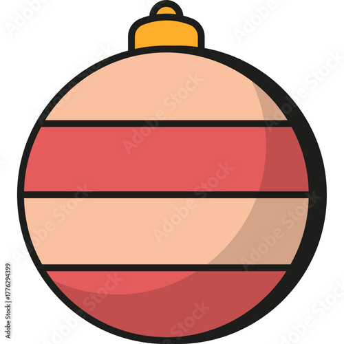 Striped Christmas Ball Ornament Illustration