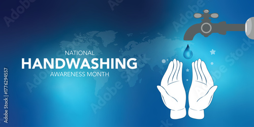 A clean and minimal illustration promoting Handwashing Awareness Month in December. Campaign banner to symbolizing hygiene, wellness, and prevention for global health and safety.