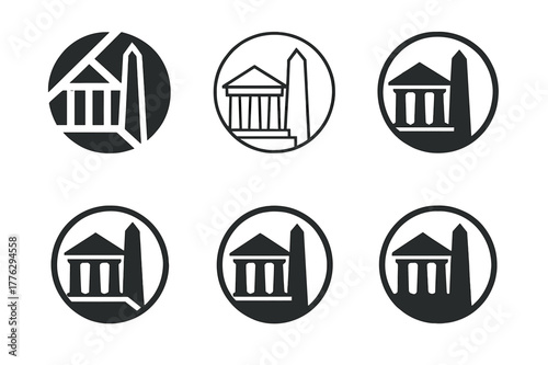 Diverse Heritage Logos. Celebrating diversity through cultural heritage sites. Set Logo of celebrating diversity through cultural heritage sites: temple and