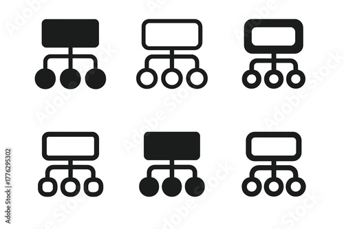 OOP Logo Variations. Object-oriented programming (OOP) chart. Set Logo of OOP: class-object relationship chart. Icon set. harmonious logo variations of the