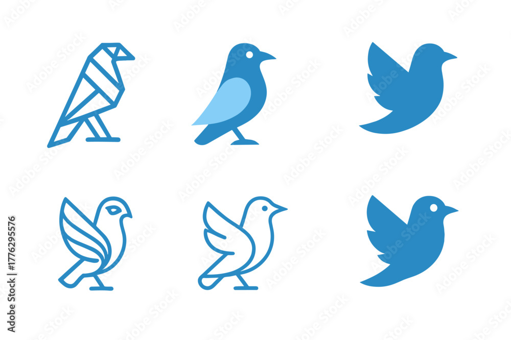 Fototapeta premium Clear Sky Logos. Clear Sky. Set Logo of Clear Sky: Bird. harmonious logo variations of the same emblematic concept, each with different artistic interpretation