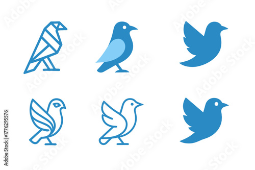 Clear Sky Logos. Clear Sky. Set Logo of Clear Sky: Bird. harmonious logo variations of the same emblematic concept, each with different artistic interpretation