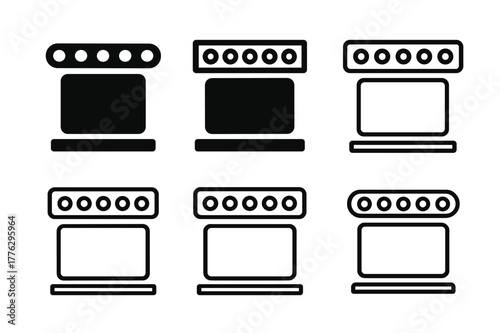 Vanity Light Logos. Vanity light bulb. Icon set. Set Logo of vanity light bulb: decorative light strip above mirror. harmonious logo variations of the same