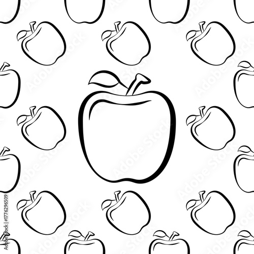 Apple Icon, Fruit Icon Seamless Pattern
